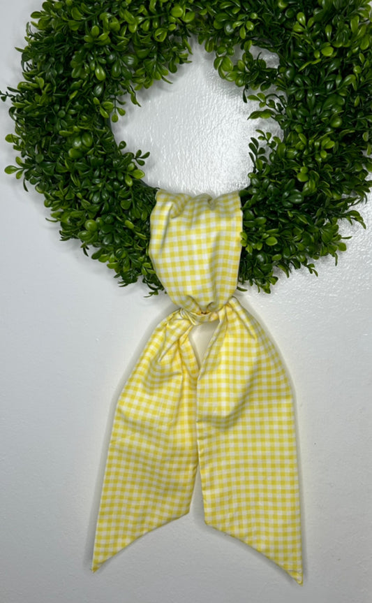 Yellow and white Gingham Cotton Wreath Sash