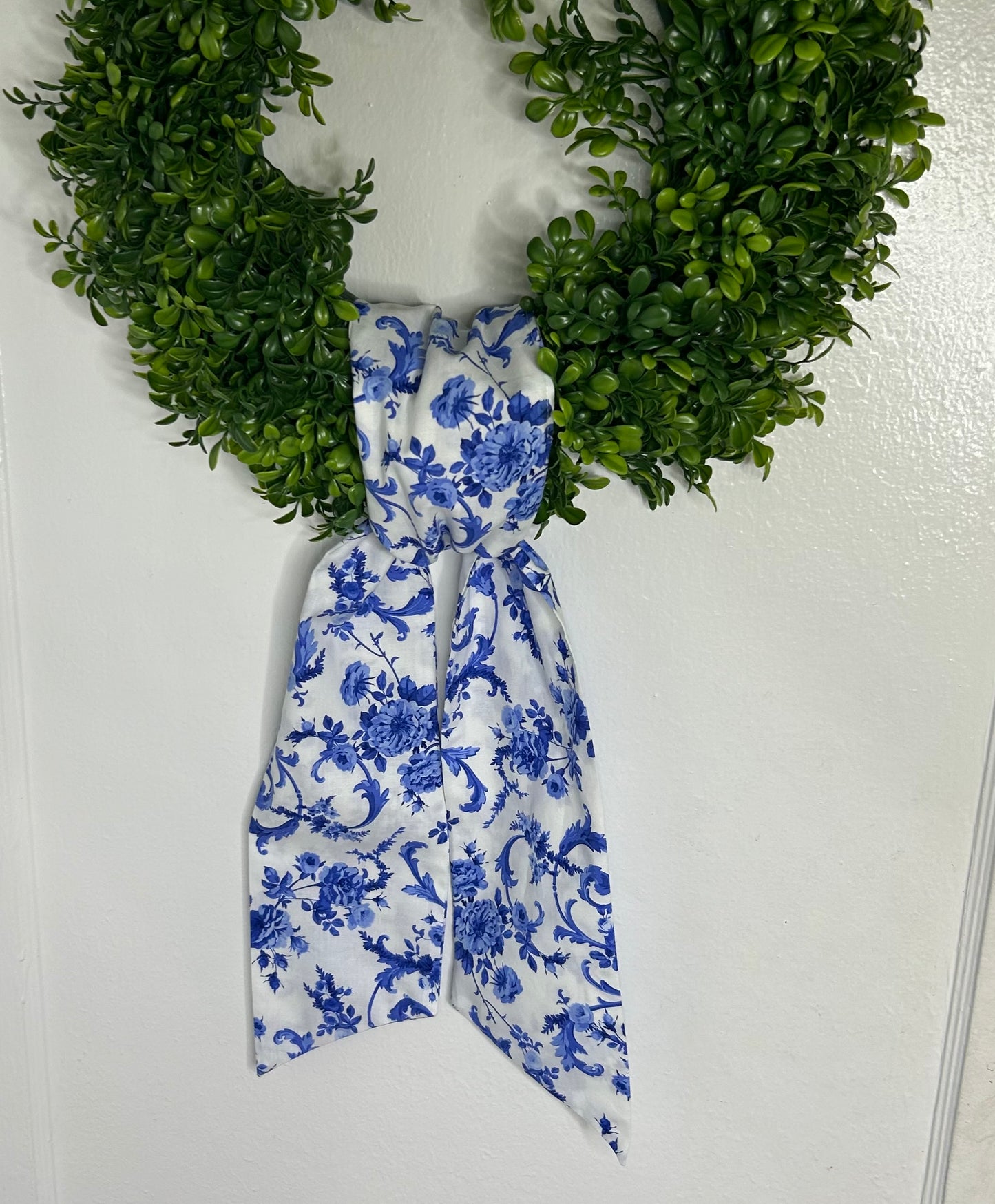 Blue and White floral Cotton Wreath Sash