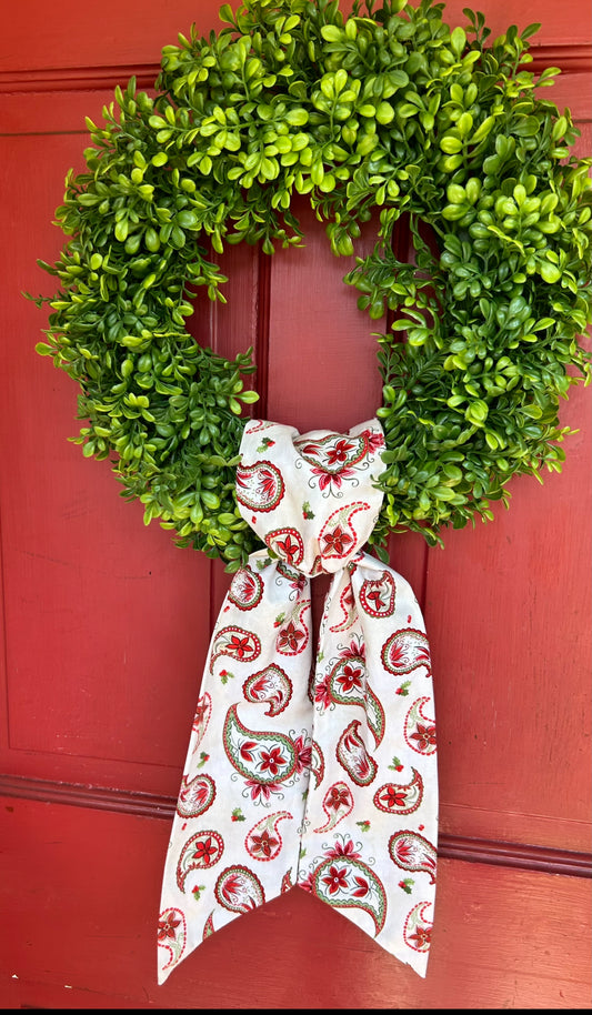 Paisley Holiday Cotton Wreath Sash