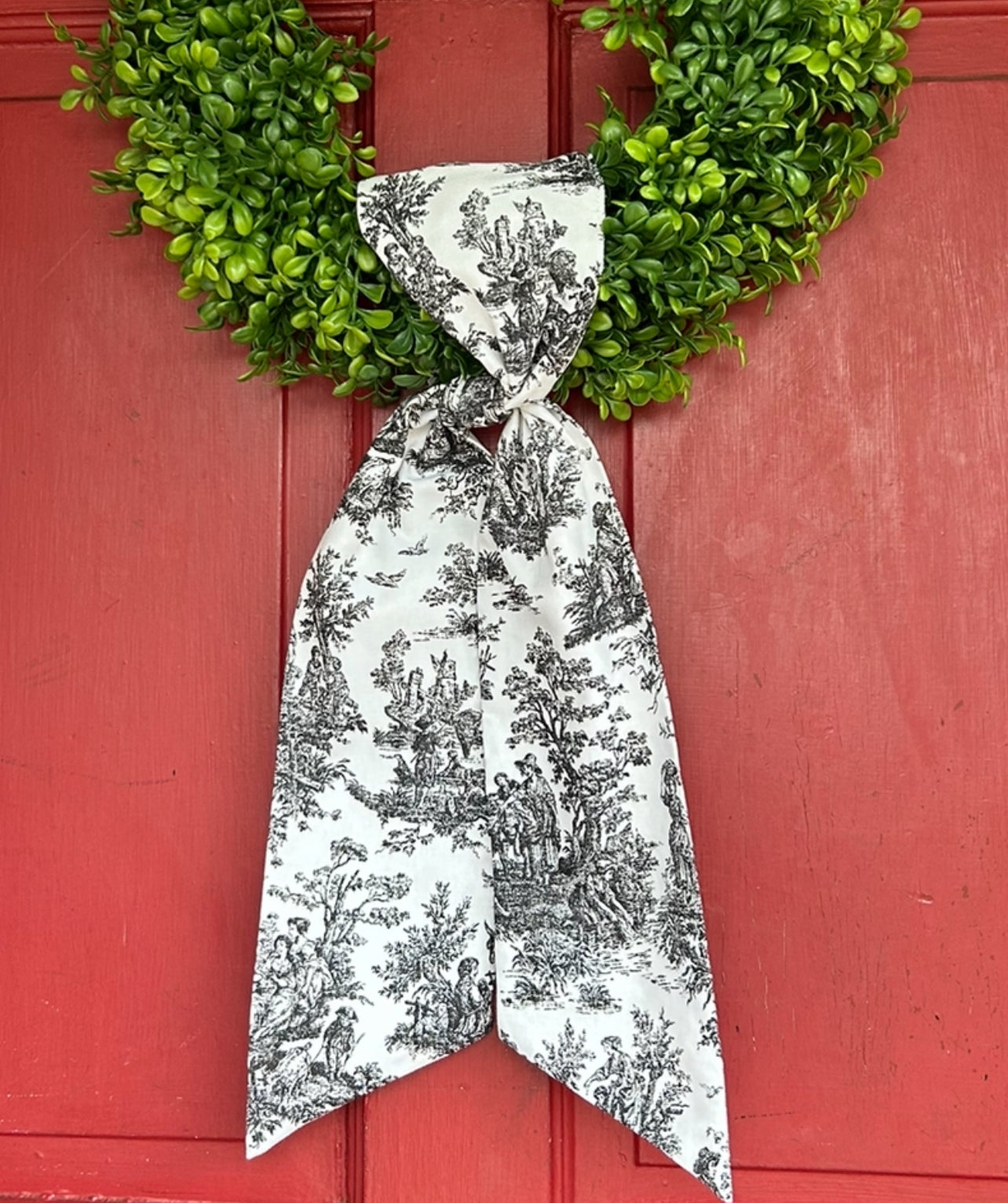 Black French Toile Cotton Wreath Sash