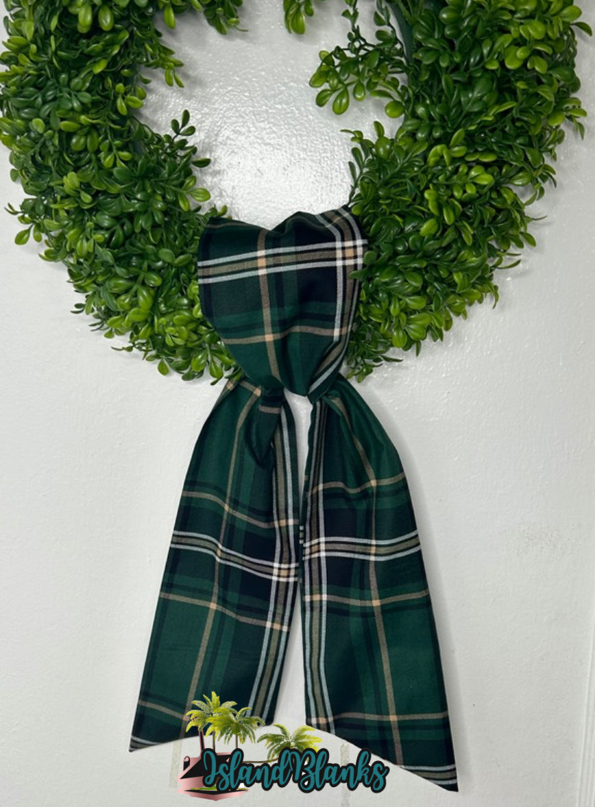 Holiday Tartan Plaid Cotton Wreath Sash