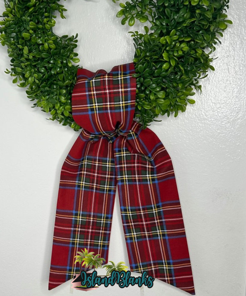 Holiday Tartan Plaid Cotton Wreath Sash